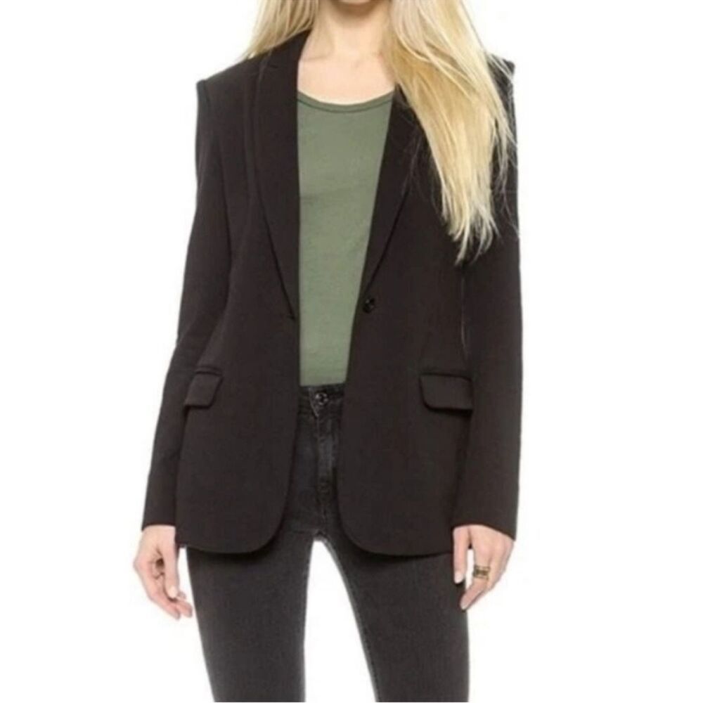 Norma Kamali Boyfriend Jacket Blazer Black Single Button